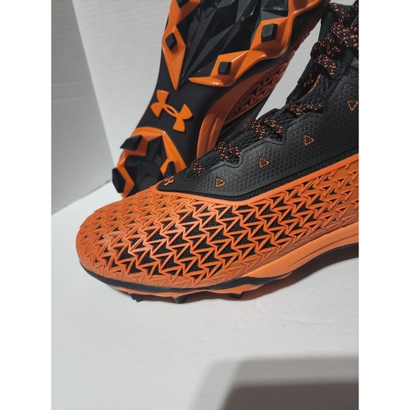 New UNDER ARMOUR HAMMER MC FOOTBALL CLEATS, US MENS 12 3021193-800, BLACK ORANGE main image 9